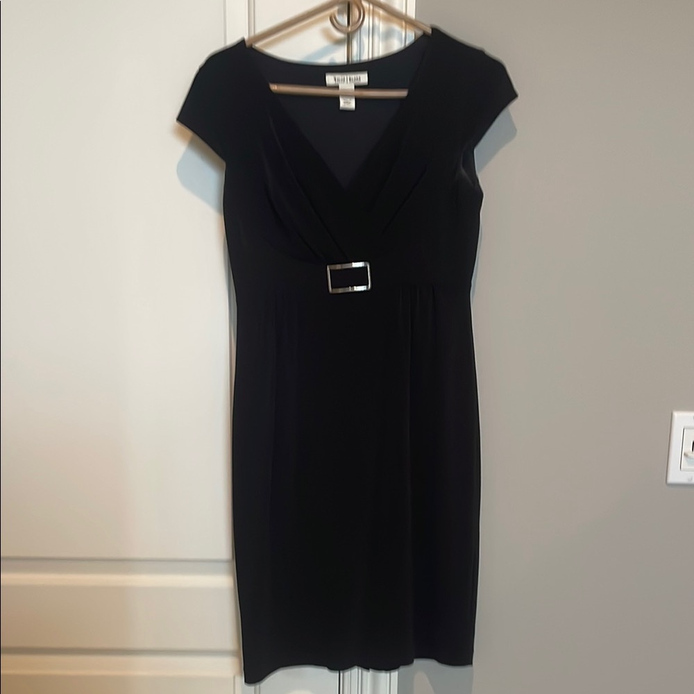 White House Black Market Black Sheath Midi Dress V-Neck